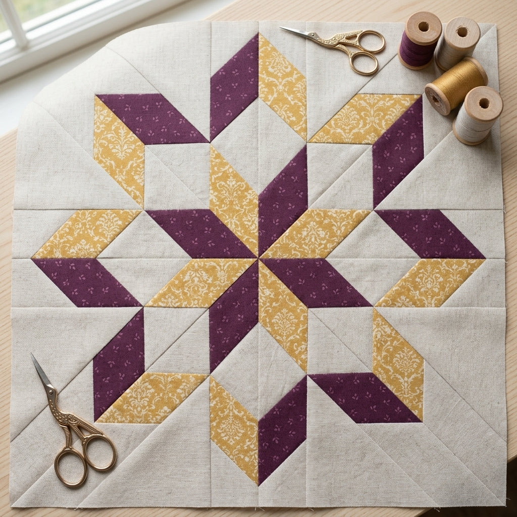 Cascade Star FPP Quilt Block Pattern – PDF Download |6 Sizes Included