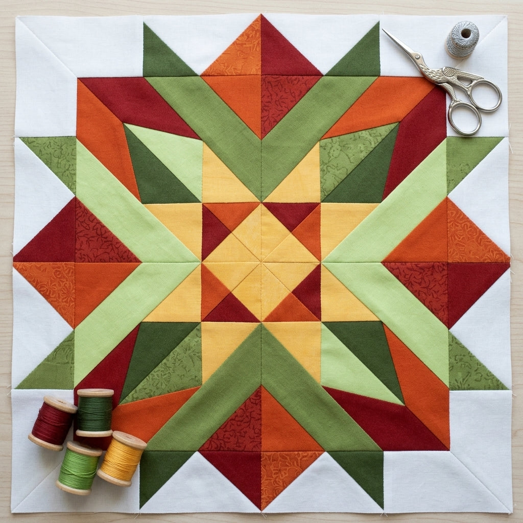 Ember Star FPP Quilt Block Pattern – PDF Download |6 Sizes Included