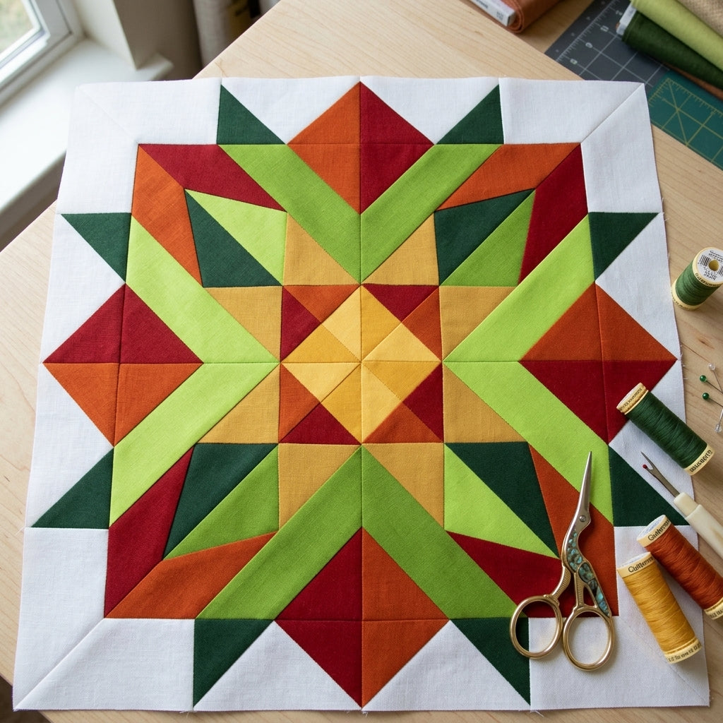 Ember Star FPP Quilt Block Pattern – PDF Download |6 Sizes Included