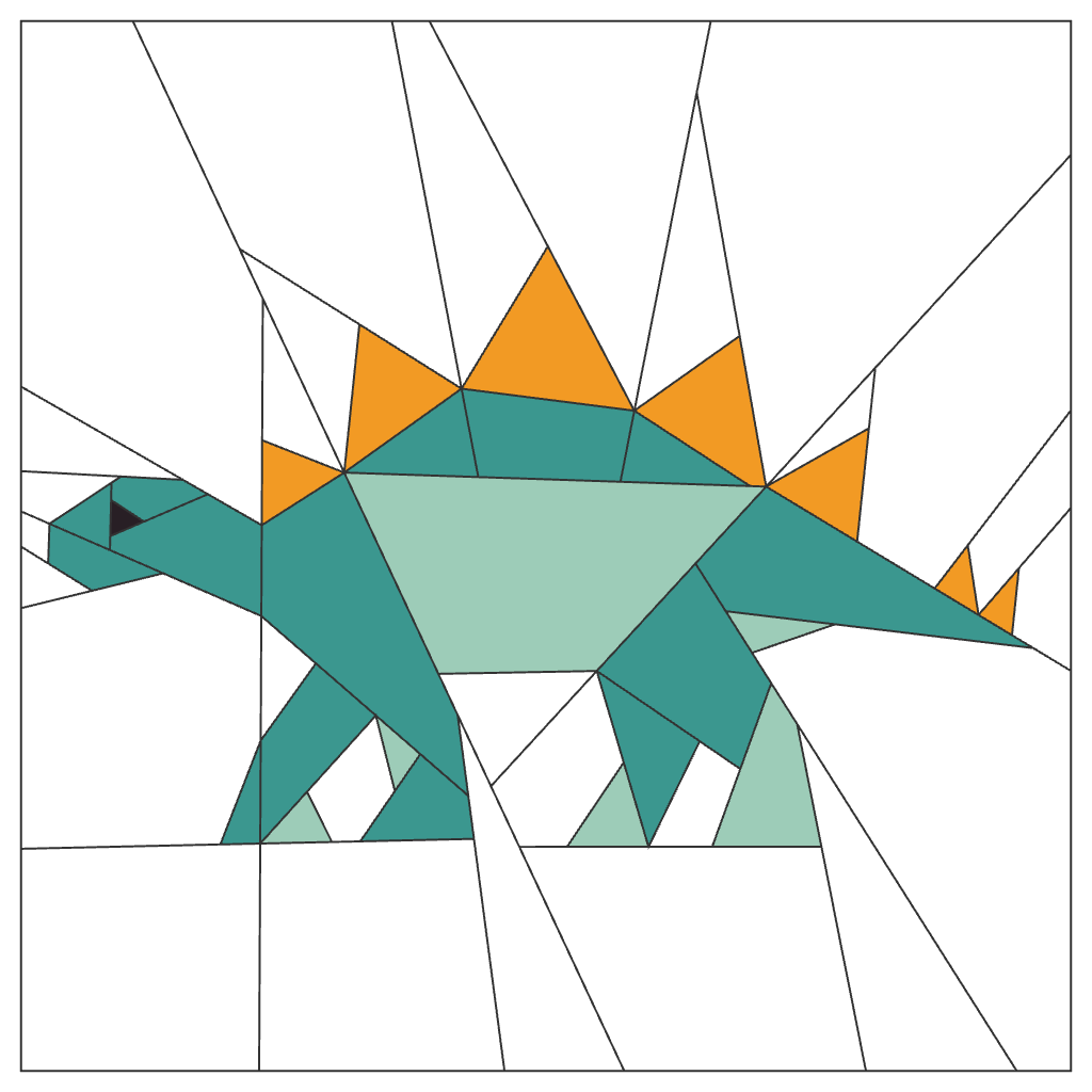 Stegosaurus FPP Quilt Block Pattern – Dinosaur Quilt Block - PDF Download | 4 Sizes Included