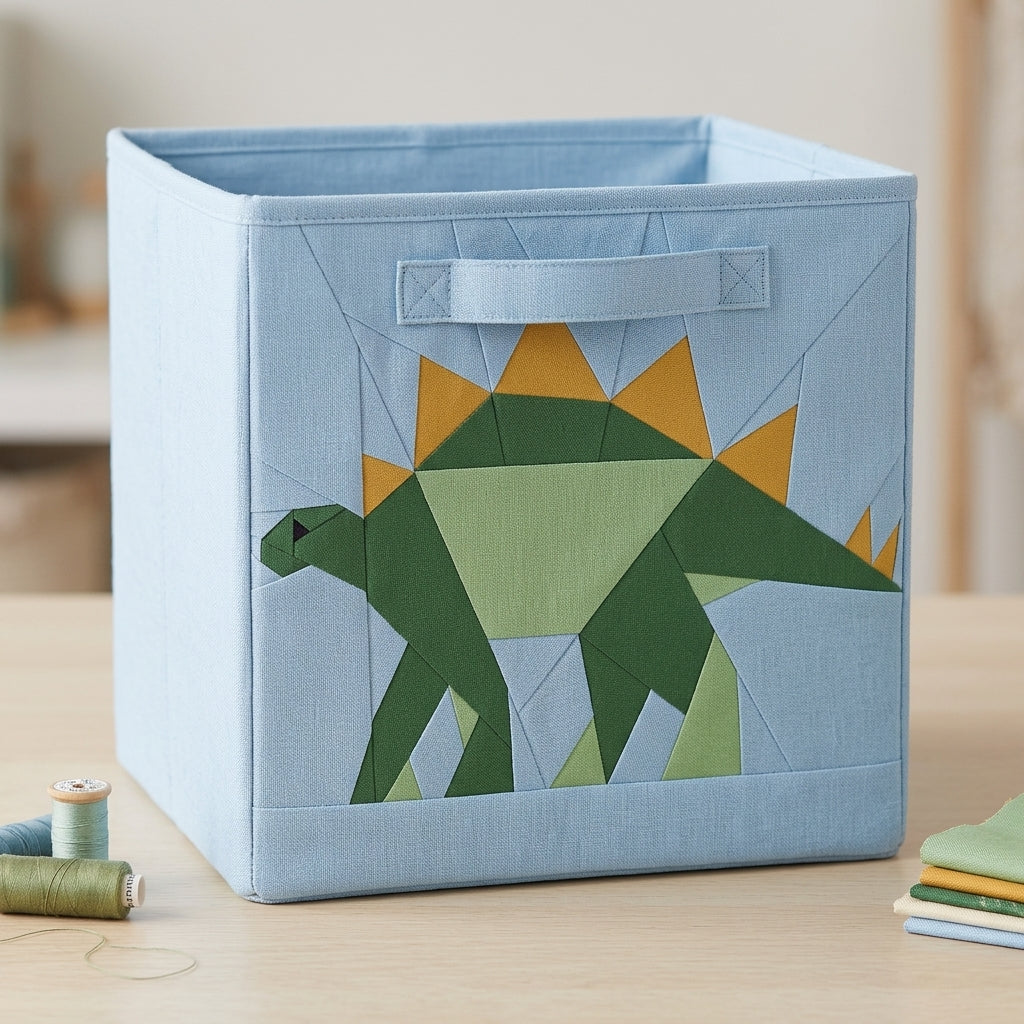 Stegosaurus FPP Quilt Block Pattern – Dinosaur Quilt Block - PDF Download | 4 Sizes Included