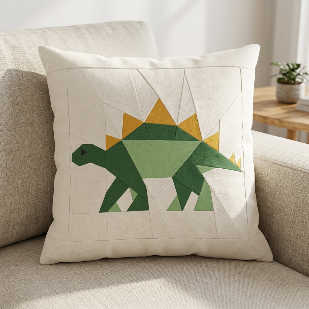 Stegosaurus FPP Quilt Block Pattern – Dinosaur Quilt Block - PDF Download | 4 Sizes Included