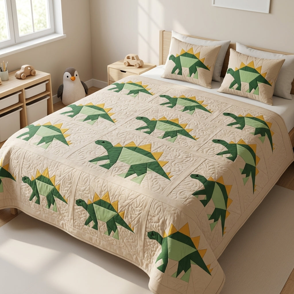 Stegosaurus FPP Quilt Block Pattern – Dinosaur Quilt Block - PDF Download | 4 Sizes Included