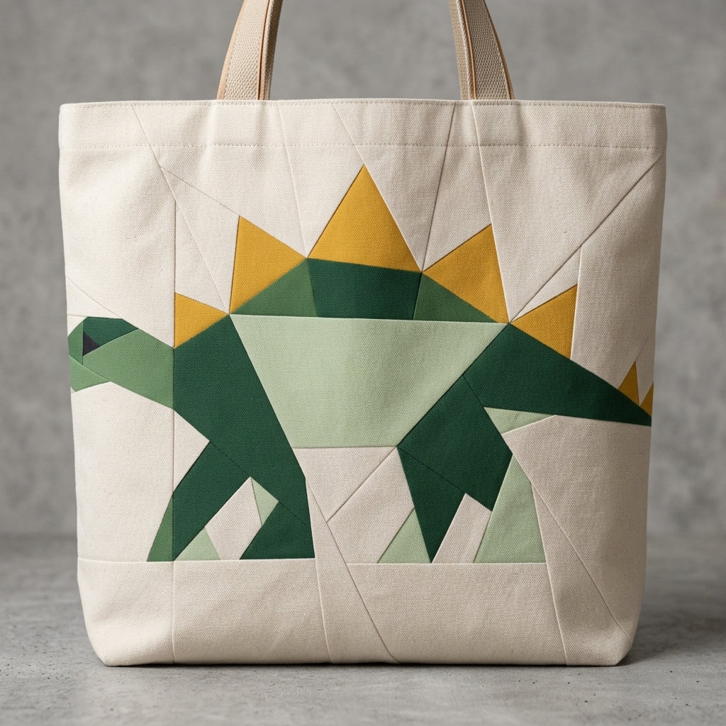 Stegosaurus FPP Quilt Block Pattern – Dinosaur Quilt Block - PDF Download | 4 Sizes Included