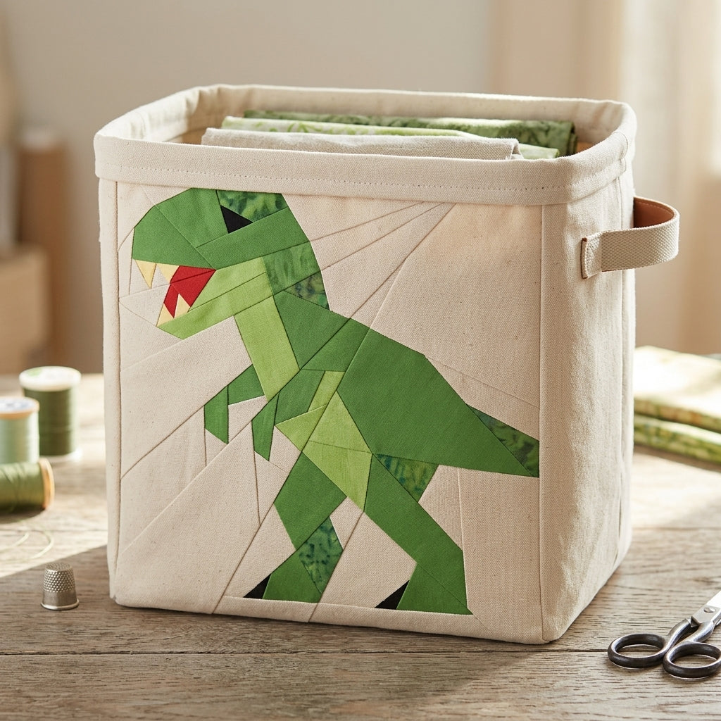 T-Rex FPP Quilt Block Pattern – Dinosaur Quilt Block - PDF Download | 4 Sizes Included