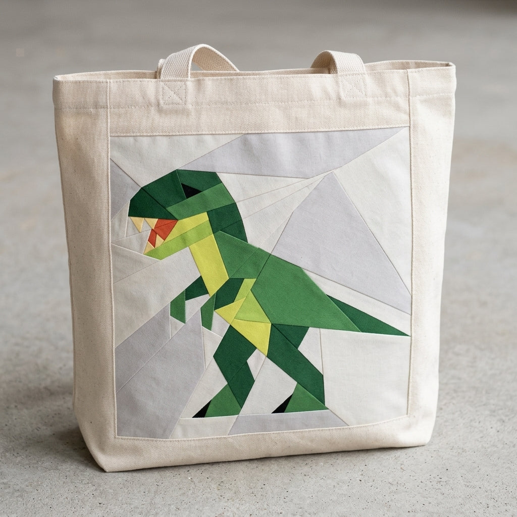 T-Rex FPP Quilt Block Pattern – Dinosaur Quilt Block - PDF Download | 4 Sizes Included