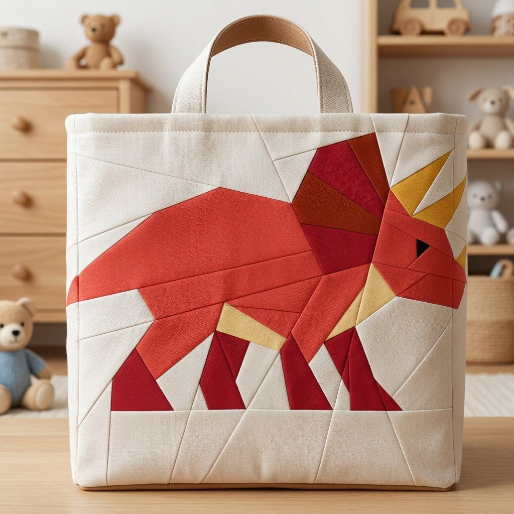 Triceratops Quilt Block Pattern – Dinosaur Quilt Block - PDF Download | 4 Sizes Included