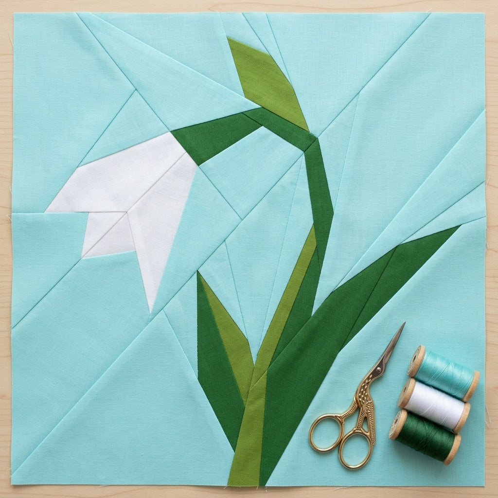 Lily of the Valley  FPP Quilt Block Pattern  – PDF Download | 4 Sizes Included