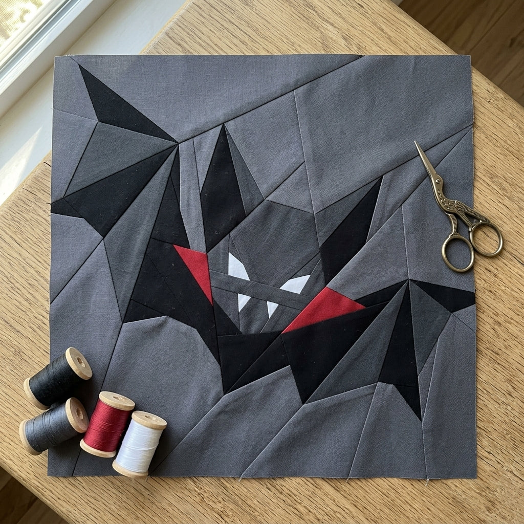Vampire Bat FPP Quilt Block Pattern – PDF Download | 4 Sizes Included