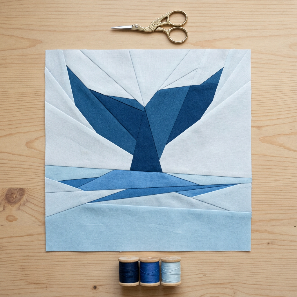 Whale Tail FPP Quilt Block Pattern – PDF Download | 5 Sizes Included