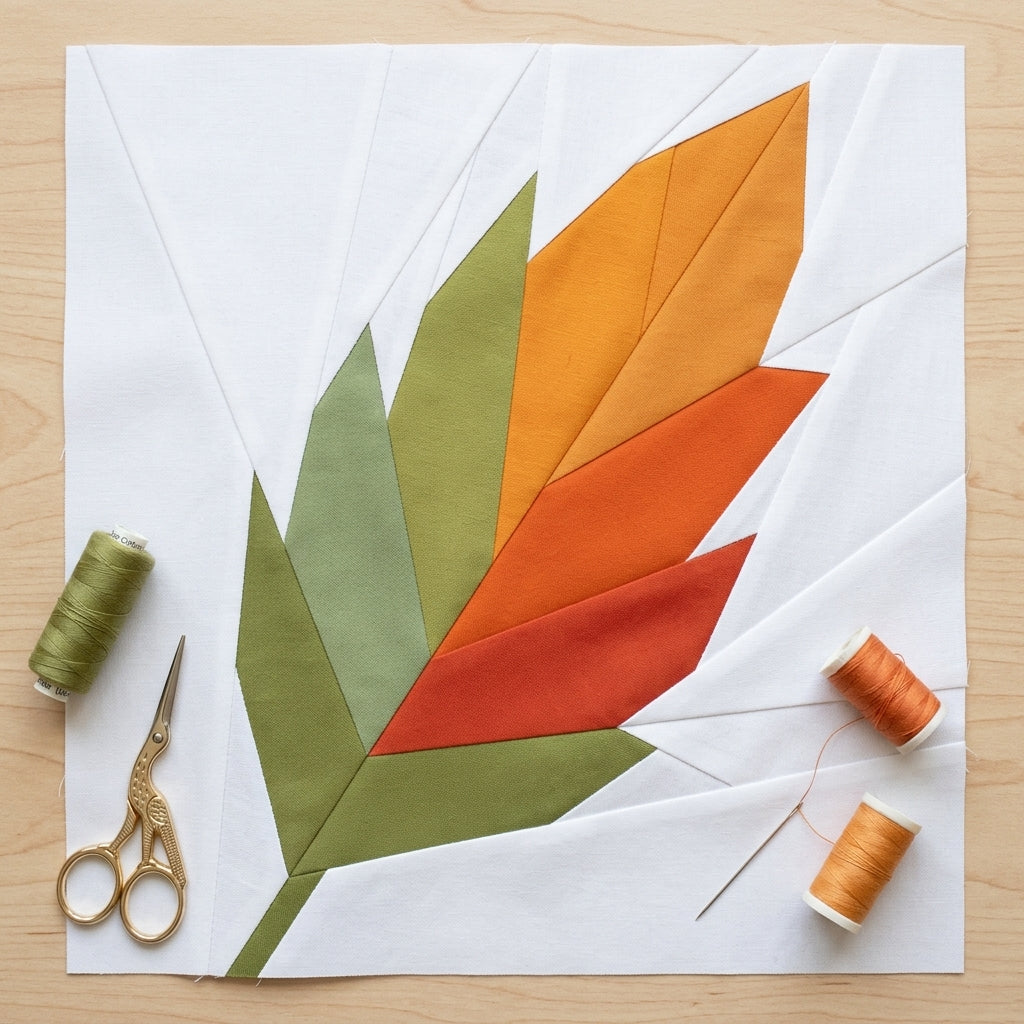 Winter Leaf FPP Quilt Block Pattern / 4 Sizes Included – PDF Download