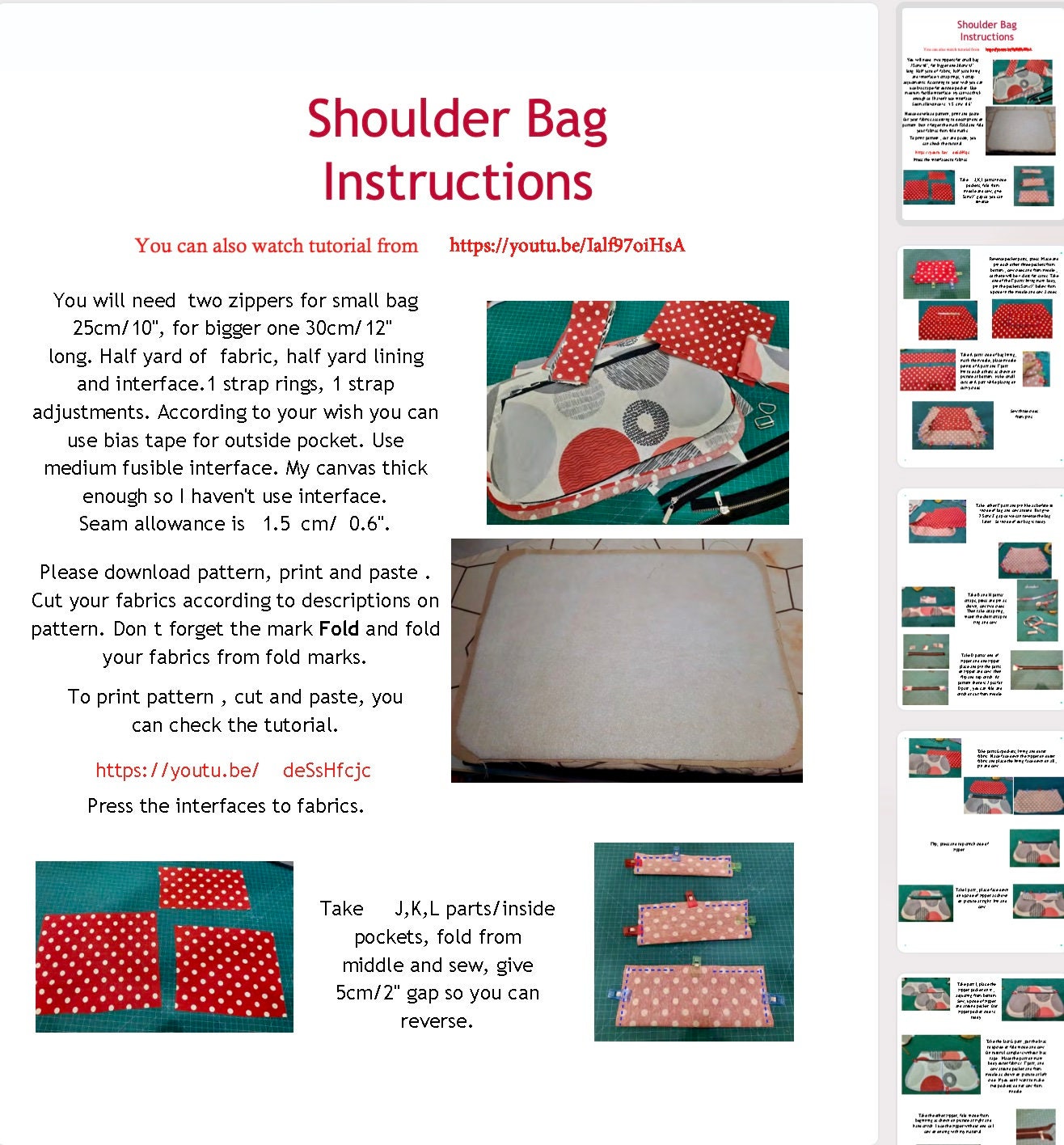 Shoulder Bag PDF Pattern/ 2 different sizes