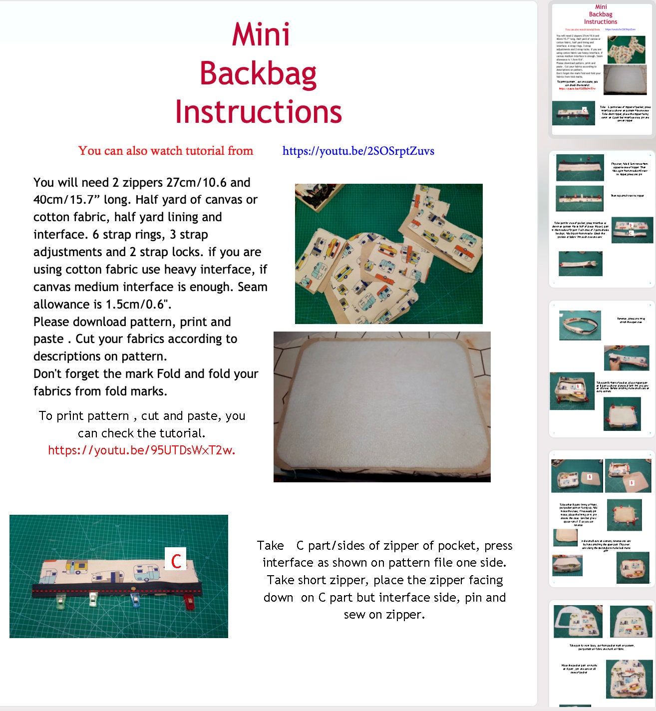 Mini Backbag Pattern