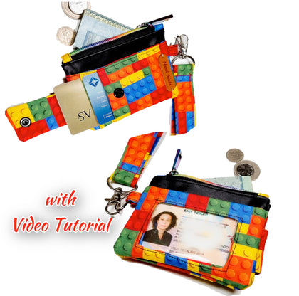 Card wallet with clear ID pocket, card slots and zippered coin pocket – PDF sewing pattern